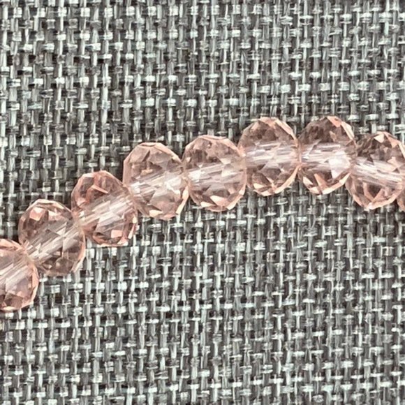Faceted Beaded Stretch Bracelet Barbie Pale Pink Translucent Ovoid Soft Girl - Picture 2 of 4